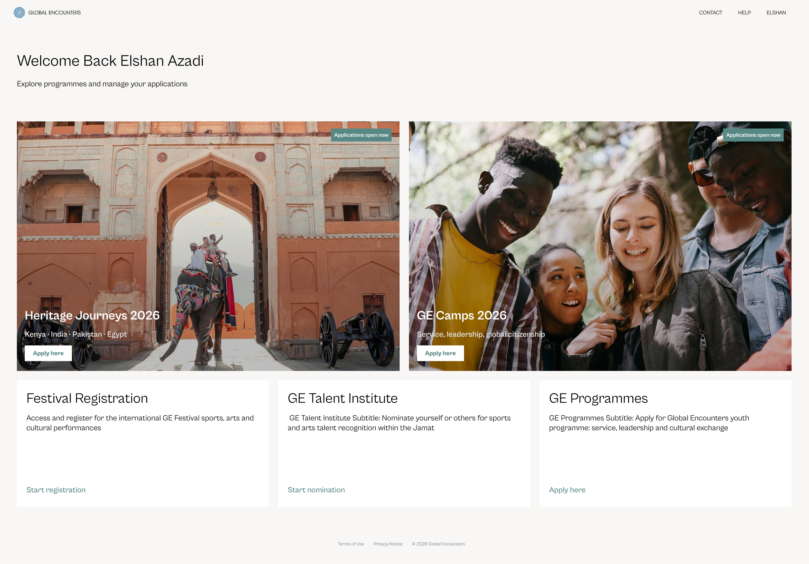 Global Encounters redesigned dashboard
